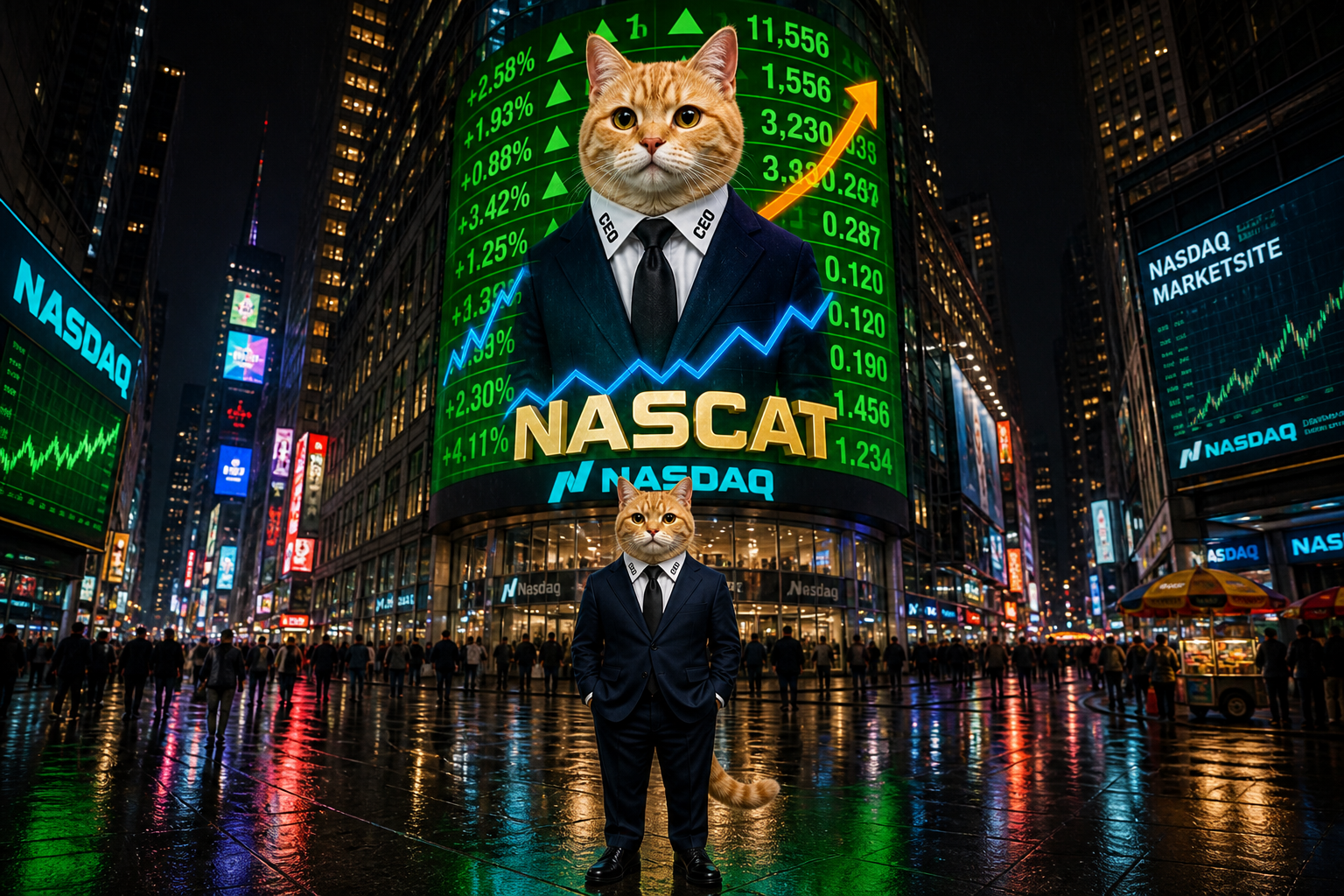 Nascat CEO on the NASDAQ MarketSite tower in Times Square