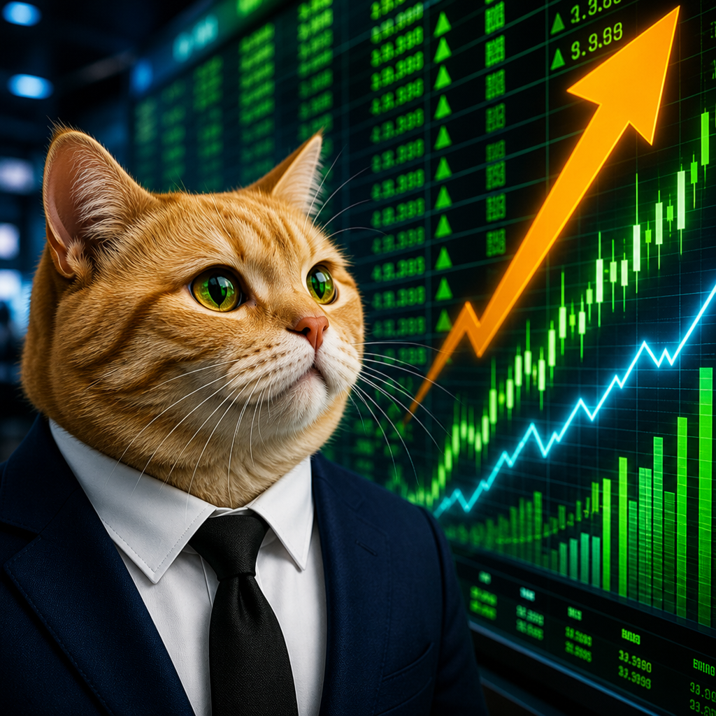 Nascat watching a green NASDAQ chart